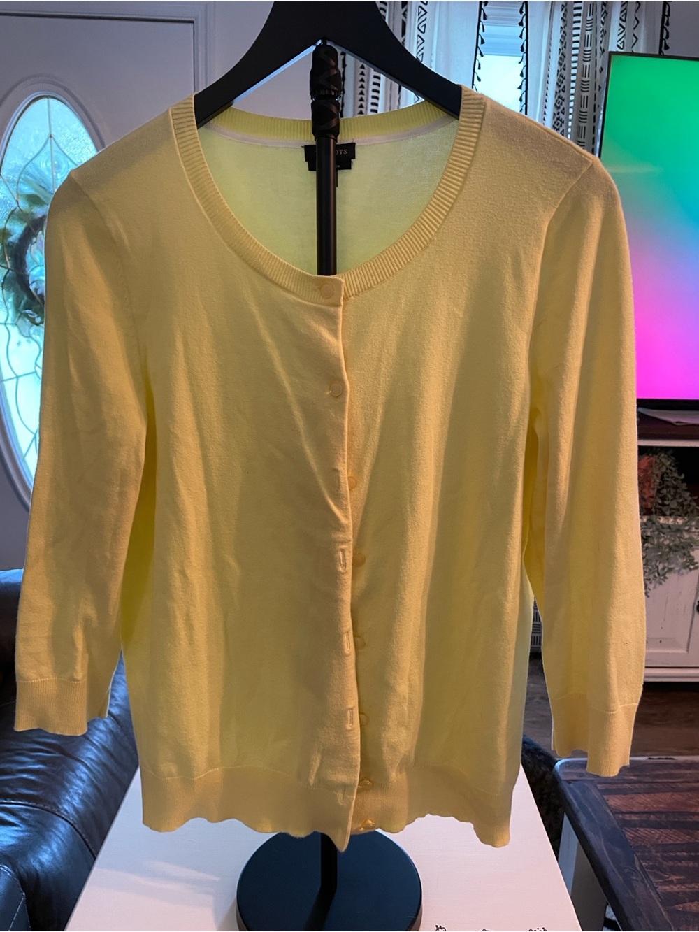Talbots Pale Yellow Button-Front Women's Cardigan (0070)